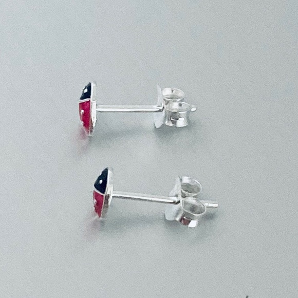 Sterling Silver Small Ladybug Earrings, Love Bugs, Silver Earring, Spirit Bug - Picture 5 of 8